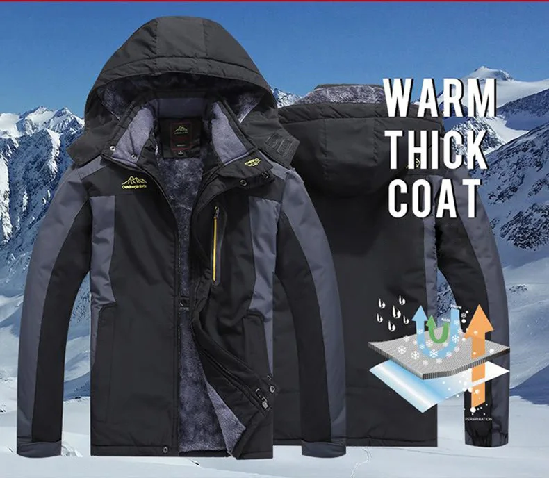 9XL уличные походные куртки для мужчин зимние большие размеры горные путешествия одежда водонепроницаемый треккинг Рыбалка Охота ходьба на лыжах мужские куртки