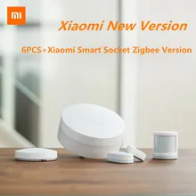 Комплект для умного дома Xiao mi, датчик окна шлюза, датчик человеческого тела, беспроводной переключатель с mi умной розеткой, версия Zigbee, наборы