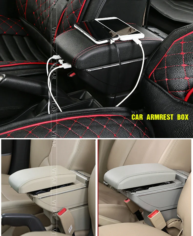 Vtear для hyundai Accent подлокотник коробка зарядка через usb повысить двухслойный центральный магазин содержание Подстаканник Пепельница аксессуары