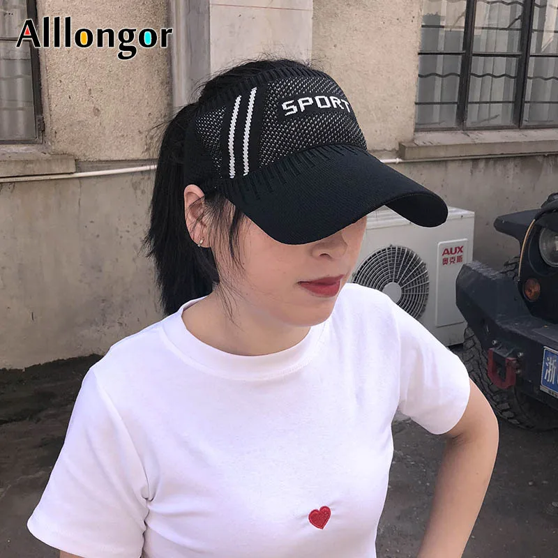 قبعة للوقاية من الشمس النساء 2019 الصيف الأزياء قبعة الشمس قبعة بيسبول الرياضة إلكتروني طباعة ذيل حصان شاطئ كاب الفاتحة فام إته السيدات القبعا...