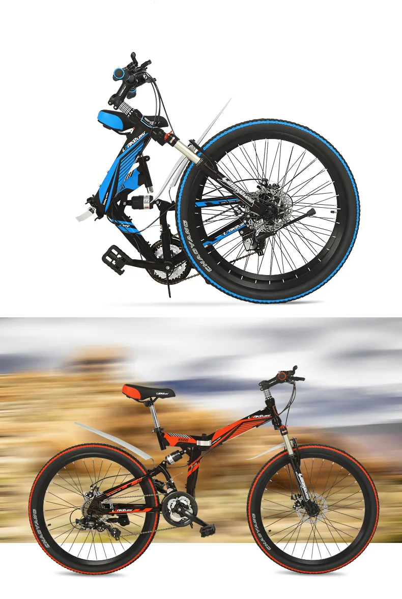 Perfect K660M Big Discount, 21 Speeds, 24/26 inches, Folding Bike, Lockable, Full Suspension, Double Disc Brake, Mountain Bike. 24