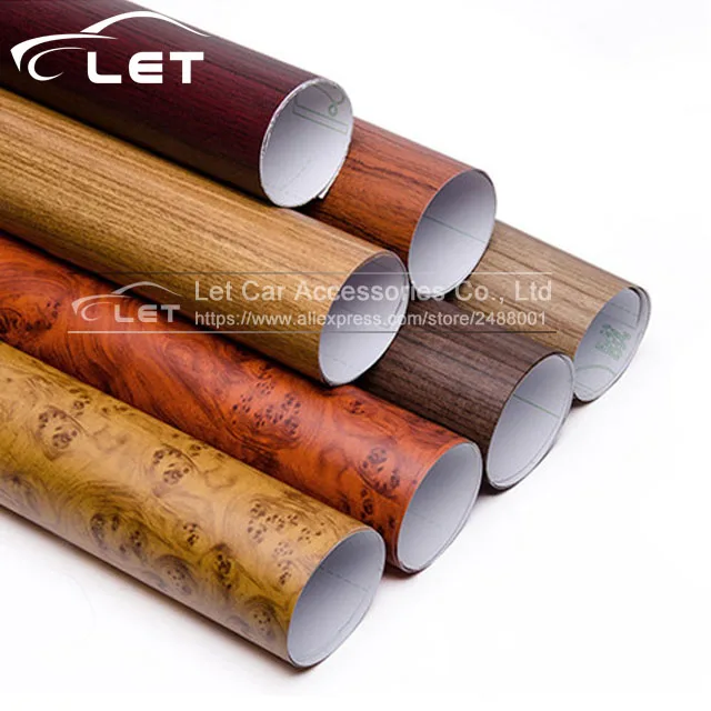 122CM x 30CM Self adhesive Vinyl Wood Grain Textured Car Wrap Car