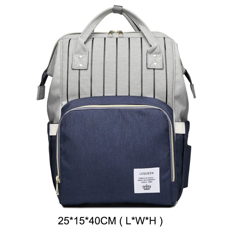blue x striped Сумка для подгузников для мам, сумка для детских колясок, Большой Вместительный рюкзак для мам, сумка для кормления, сумка для пеленок - Цвет: blue x striped