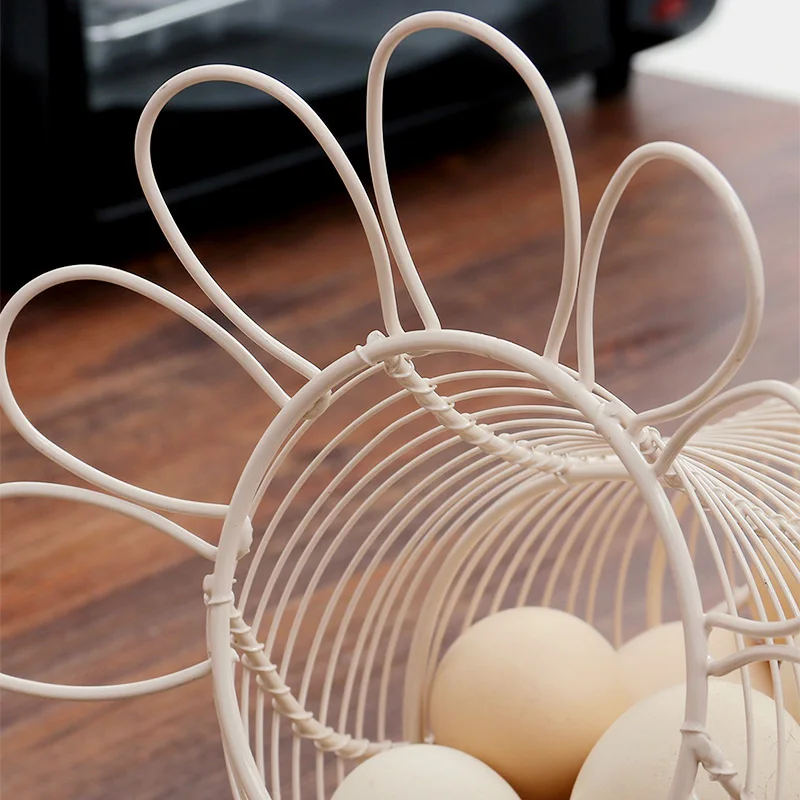 Куриная дизайнерская корзина для яиц из белой металлической проволоки, контейнер для хранения Перепелиных яиц, винтажный дом, кухонная корзина для хранения пищевых фруктов