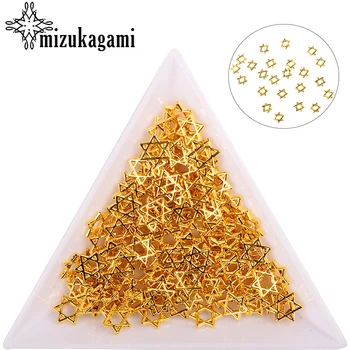 

100pcs/lot Small Golden Alloy Metal Hollow Hexagram Stars UV Gel Art Decoration Set Beads For DIY UV Charms Jewelry Accessories