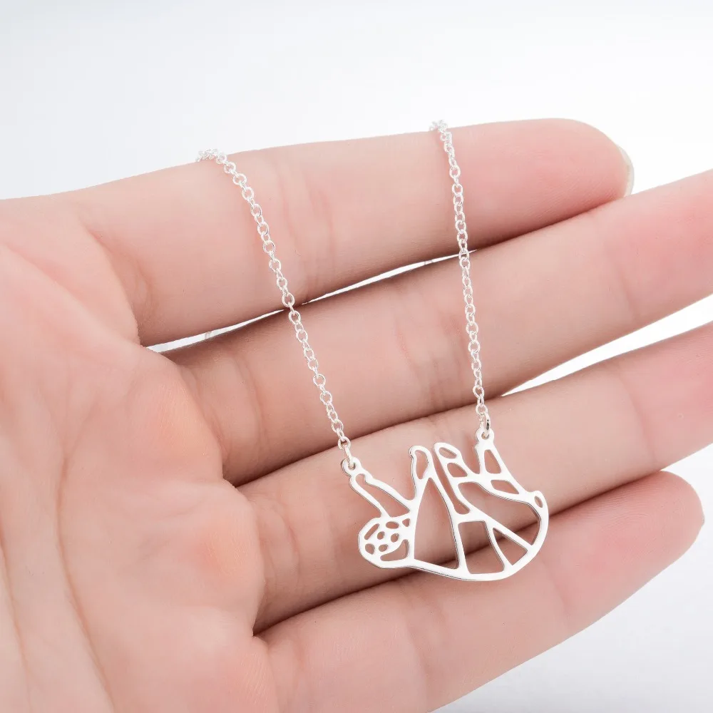 Daisies Unique Origami Sloth Necklace Animal Pendants Necklaces Wildlife Women Jewelryin