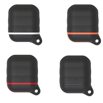 

Earphone Charging Case Black Protector Anti-lost Protective Cover Silicone Waterproof Skin Replacement For AirPods