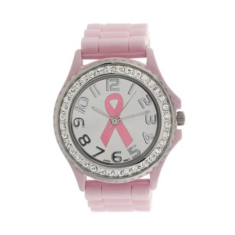 

Relogio Feminino 2016 Women Girl Crystal Cancer Dial Quartz Analog Silicone Band Wrist Watch Hot Clock