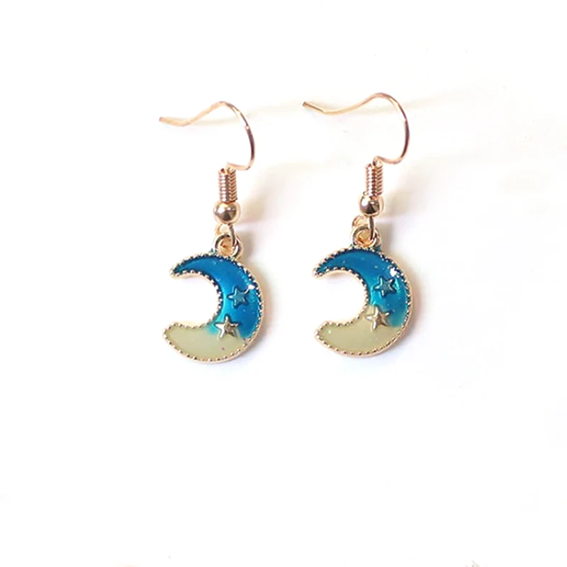 

2018 New fancy earring Creative Blue Universe Earrings For Girl Ear Accessories Cute Moon Star Tassel Brincos For Women Jewelry
