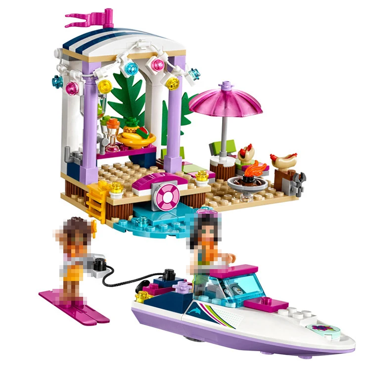 

Lepin Building Block Model 01037 Compatible Legoes Friends Angeya's Rowing Trailer 41316 Brick Educational DIY Toys For Children