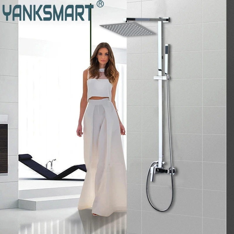 

US Bathroom Shower Faucet Wall Mounted Bath Shower Mixer Tap 52004 torneira do chuveiro With Hand Shower Rain Shower Faucet