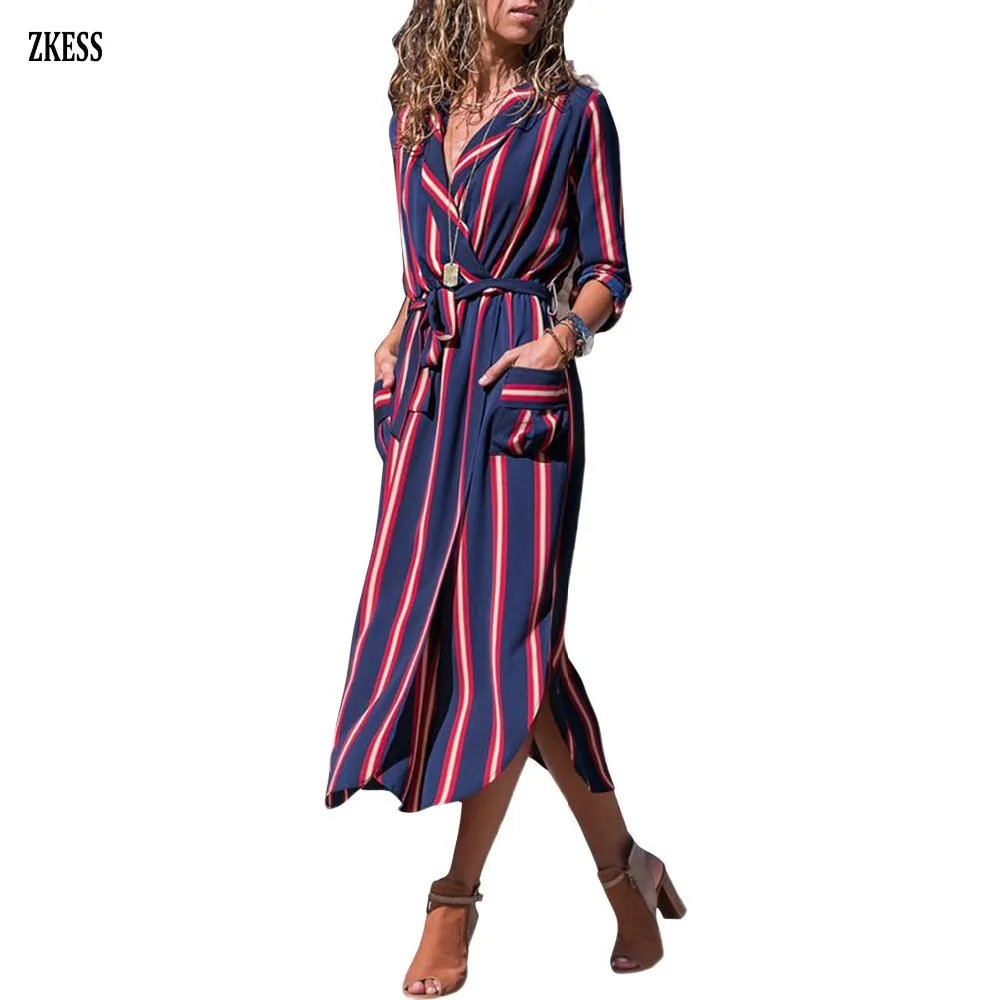 Navy-Blue-Multi-Striped-Shirt-Dress-with-Tie-LC610414-5-1