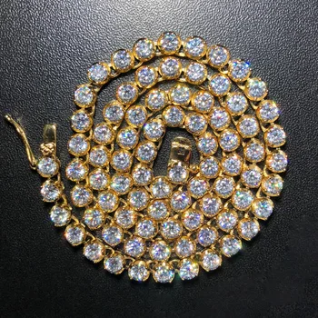 

4MM Round Cubic Zirconia Tennis Chain Chokers Necklaces Stainless Steel Men Hip Hop Bling Iced Out 1 Row CZ Link Chain Jewelry