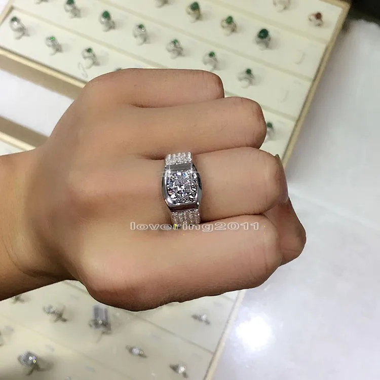 Choucong, мужское обручальное кольцо, круглое, 4ct, камень, 5А, циркон, Cz, 925 пробы, серебро, вечерние, обручальное кольцо, Sz, 7-13, подарок