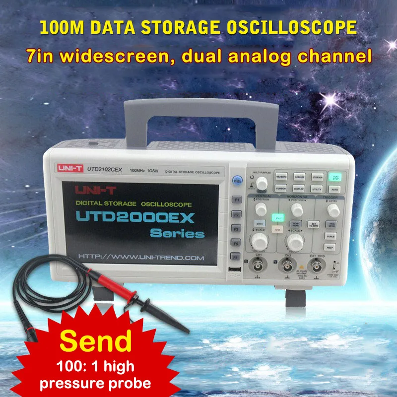 

Digital Oscilloscope Digital PC USB Oscilloscopes 100MHz 1GSa/S 7 inch LCD Display USB oscilloscope Data storage oscilloscope