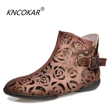 Новые весенние ретро, Национальный стиль, кожа иголка, по щиколотку ботинки, водонепроницаемая платформа, женская обувь большого размера, 42 ярдов