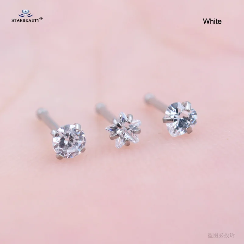 Starbeauty 3pcs/lot 0.8x7mm Round Nose Studs Star Nose Ring Helix Piercing Earring Heart Tragus Piercing Nariz Pircing Jewelry - Image 3