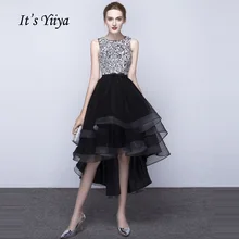 Платье выпускного вечера черный продажи It's YiiYa, до щиколотки Bling блестками спинки, O-образным вырезом без рукавов, платья выпускного вечера Mariage,L019,Лето
