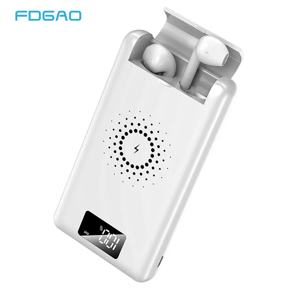 

FDGAO Wireless Charger Bluetooth Earphones Power Bank 6000mAh Microphone Charging Case For iPhone 8 X XS XR Xiaomi Samsung S10