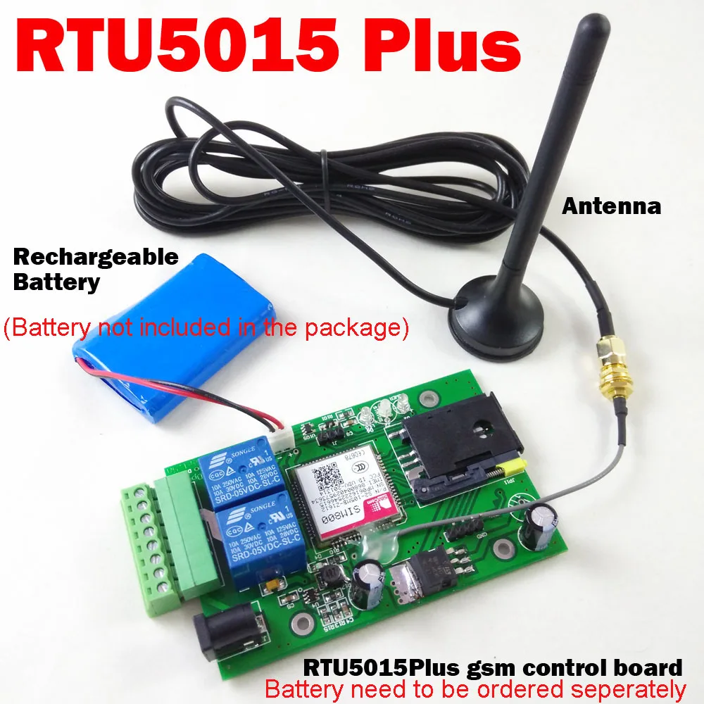 HUOBEI RTU5015 Plus GSM Gate Opener Optional Backup battery for power failure alarm Relay switch Remote Access Control board