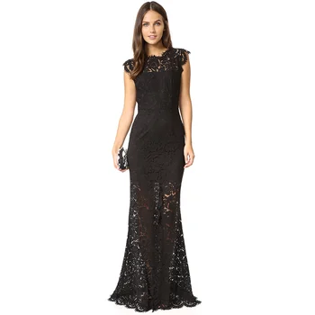 

2019 New Style Women Fashion Black Maxi Hollow Out Sexy Dress Chic Winter Backless Lace Eegant Long Celebrity Evening Vestidos