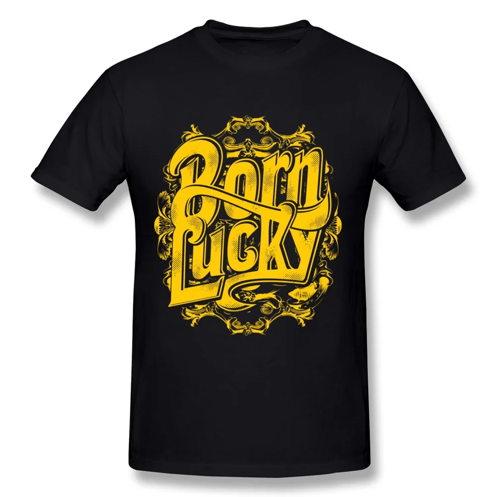 Brand Newest BORN LUCKY Men's t shirt Screw Neck Cheap boy's tshirt | Мужская одежда