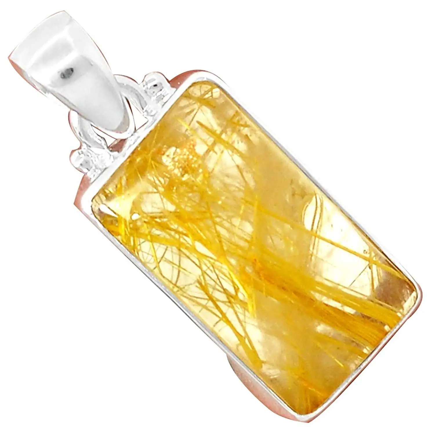 

Nature GOLDEN RUTILE PENDANT Pendant 925 Sterling Silver, 36 mm, MHBAP5358