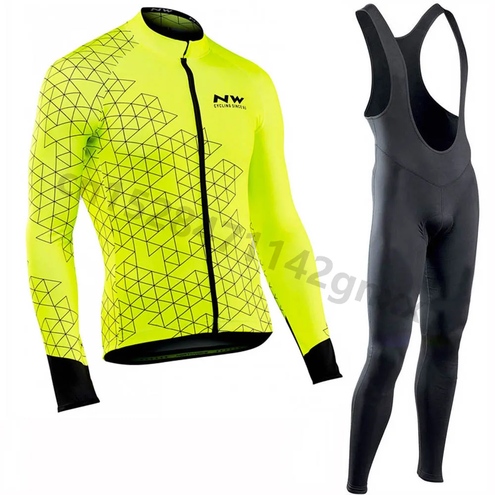 Nw pro team длинный рукав Велоспорт Джерси набор комбинезон ropa ciclismo велоодежда MTB велосипед Джерси форма мужская одежда - Цвет: 1