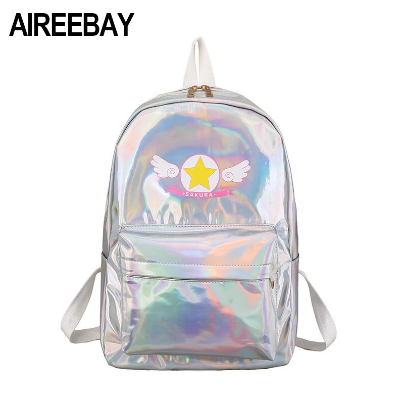 AIREEBAY голографическая Сакура Лолита Сумки Женский Kawaii Мини лазерный рюкзак