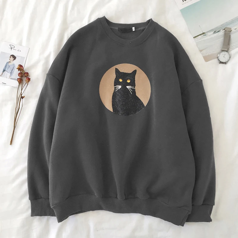 Толстовки женские ins hatless hood осень Новинка голова кота Harajuku ...