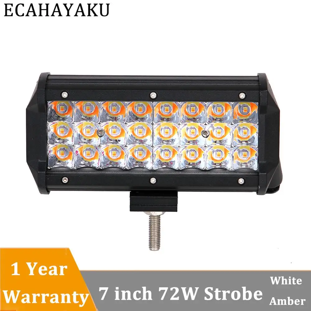 

ECAHAYAKU 7Inch 72W Amber Led Light Bar Spot Beam OffRoad Driving Light with Turn Signal Amber for SUV ATV 4WD Truck Car Styling