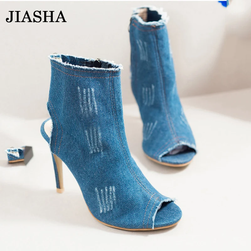 New arrivals women pumps Sexy Denim High Heels 2018 Spring Female ...