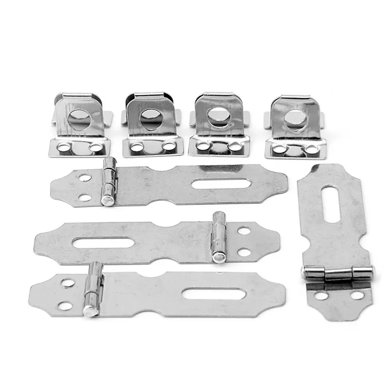 

4Pcs Home Drawer Door Safety Padlock Latch Hasp Staple Stainless Steel New