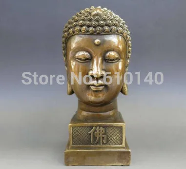 

Chinese Buddhism Brass Copper Temple Amitabha Buddha head fine seal Statue