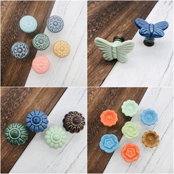 1pcs Pumpkin Knobs Ceramic Alloy Vintage Furniture Handles Cabinet Pulls Kitchen Cupboard Single Hole Euro style Drawer Knobs