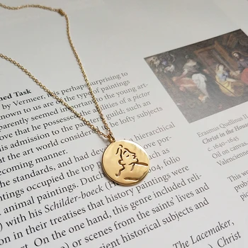 

Peri'sBox 925 Sterling Sliver Figure Pendant Chokers Necklace Minimalist Abstract Choker Necklace Gold Coin Layered Necklaces