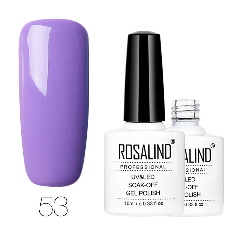 Rosalind, 10 мл, 01-58 цветов, Гель-лак для ногтей, белая бутылка, яркий красочный Гель-лак для стемпинга, УФ светодиодный Гель-лак - Цвет: 53