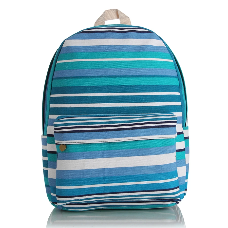 

New Korean Blue Stripe Backpack Couple models Canvas Backpack Large capacity Casual Fashion Student Schoolbag
