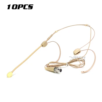 

10Pcs Mini XLR 4 Pin Lock Dual Earhook Headset Microphone Headworn Mic For MIPRO Wireless Bodypack Transmitter ACT-2414 ACT-28T