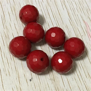 

(choose size) 10mm/12mm/14mm/16mm/20mm dark red color chunky solid Faceted Hexagon disco Beads