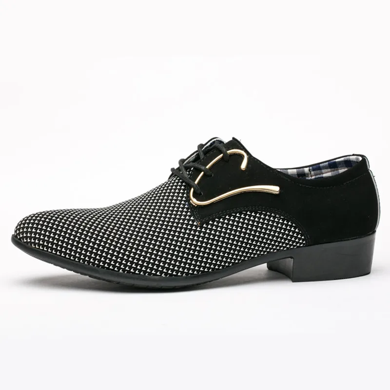 Merkmak/мужские кожаные туфли; офисные Мужские модельные туфли в итальянском стиле; повседневные свадебные туфли с острым носком; мужские туфли в деловом стиле - Цвет: Black Dress Shoes