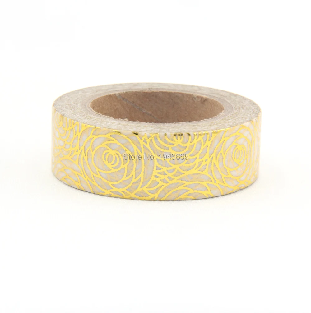 

NEW 1PCS Glitter Gold Foil 10M Paper Washi Tapes Flower Leaves Pattern Masking Tape for Adhesive Scrapbooking