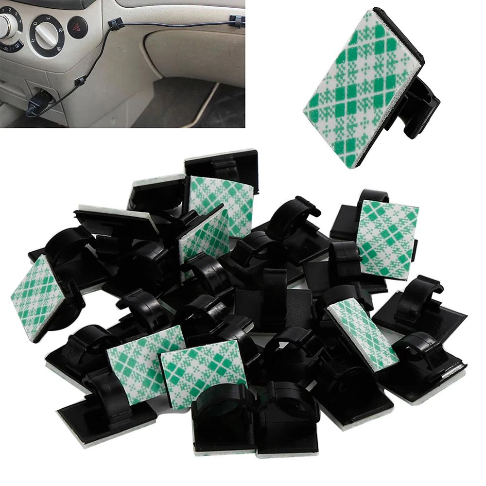 

30pcs/lot Adhesive Car Cable Organizer Clips Cable Winder Drop Cable Holder Cord Management Desk Wire Tie Fixer