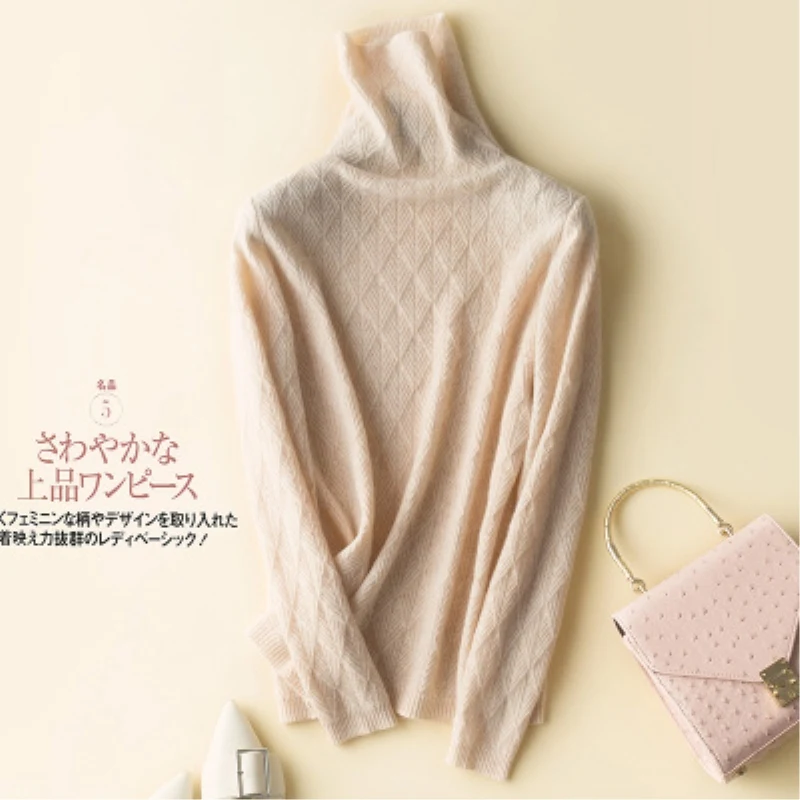 

2018 Women Spring Autumn New Designer Fashion Cashmere Wool Sweaters and Pullovers Turtleneck Solid Casual Knitted Jumpers Top