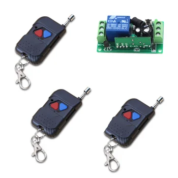

315MHZ RF Wireless Remote Control Switch DC 9V 12V 24V 10A Relay 1CH Receiver With 3 Transmitter Fixed Code