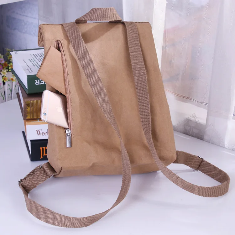 Дизайнерский моющийся Женский рюкзак из крафт-бумаги, женская школьная сумка, высокое качество, легкий многофункциональный деловой рюкзак для компьютера