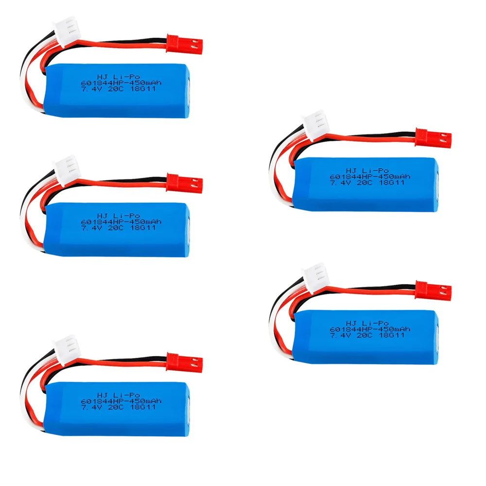 Литий полимерная батарея 2S 7 4 в 450 мАч для WLtoys K969 K989 K999 P929 P939 RC Car 601844 20C аккумулятор 5