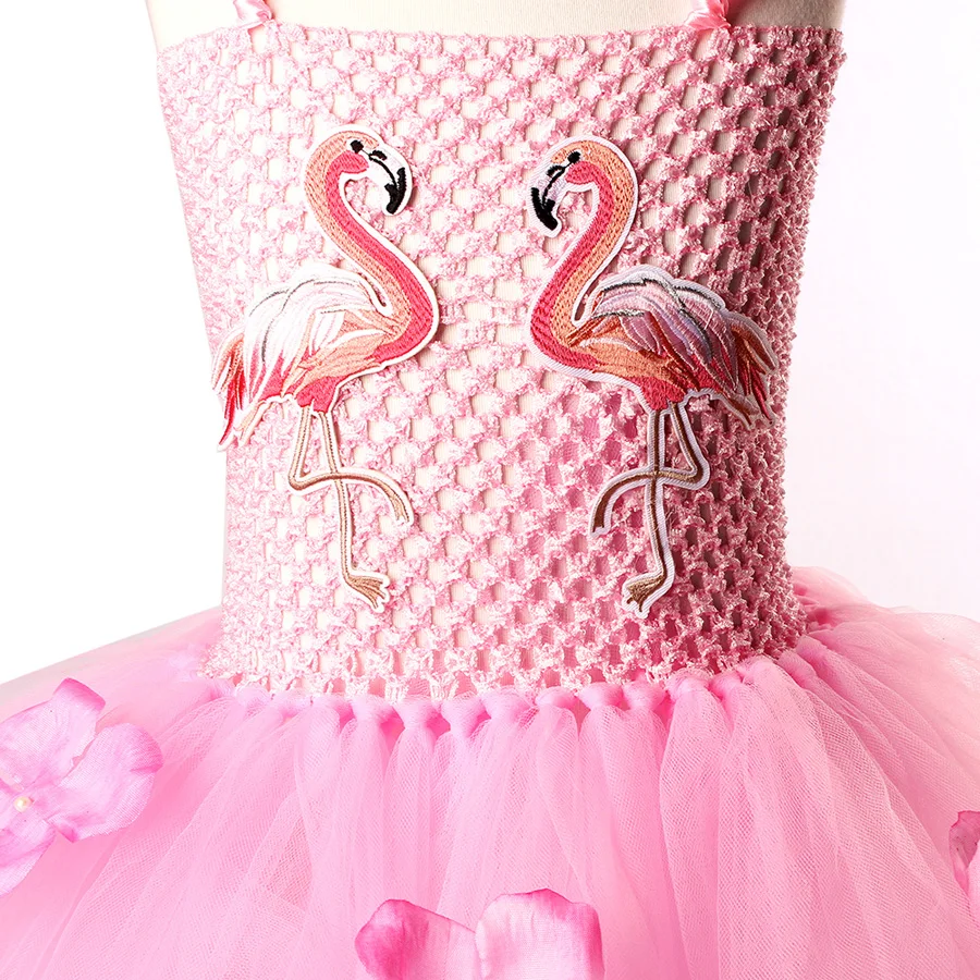 Kids Girls Flamingo Tutu Dress Sleeveless Summer Party Tulle Gown Girl Princess Fancy Fluffy Dress for Birthday Photo Clothing (19)
