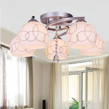 

New glass lampshade E27 bulb chandelier modern led lamps living room bedroom led lustre chandelier lighting iron Chandeliers Z5