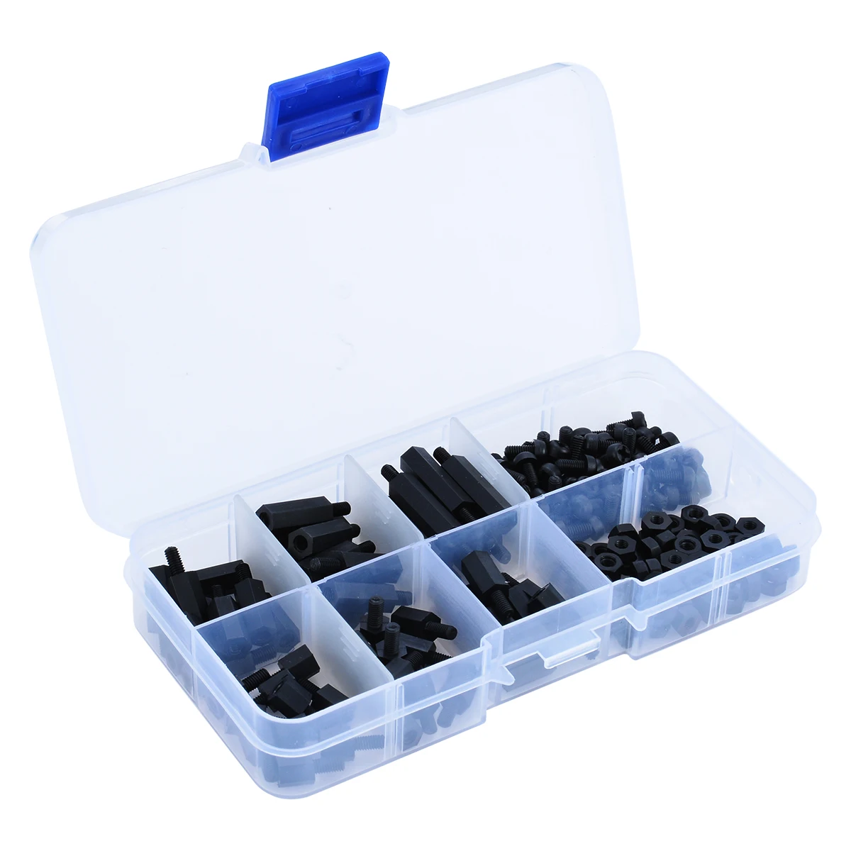 180Pcs New M3 Thread Hex Spacers Male - Female Screw Black Nylon Screws Nut Stand-off Replacement Kit With Plastic Box